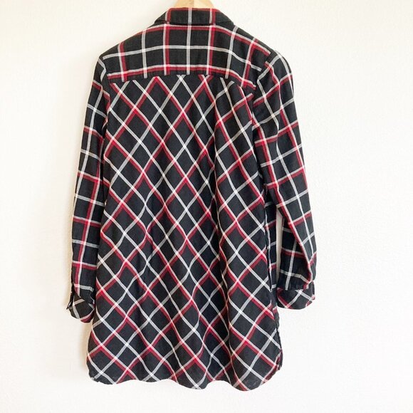 J. Jill Plaid Button Down Tunic Long Sleeve Shirt - Picture 6 of 9